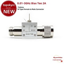 0.01-3GHz Bias Tee 2A 50V RF DC Block 75ohms N-Type Female to Male Connector