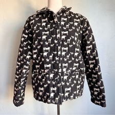 Vintage 90's Chico's Design Tapestry Jacket Black Cream Animal Cottage Folk Sz L