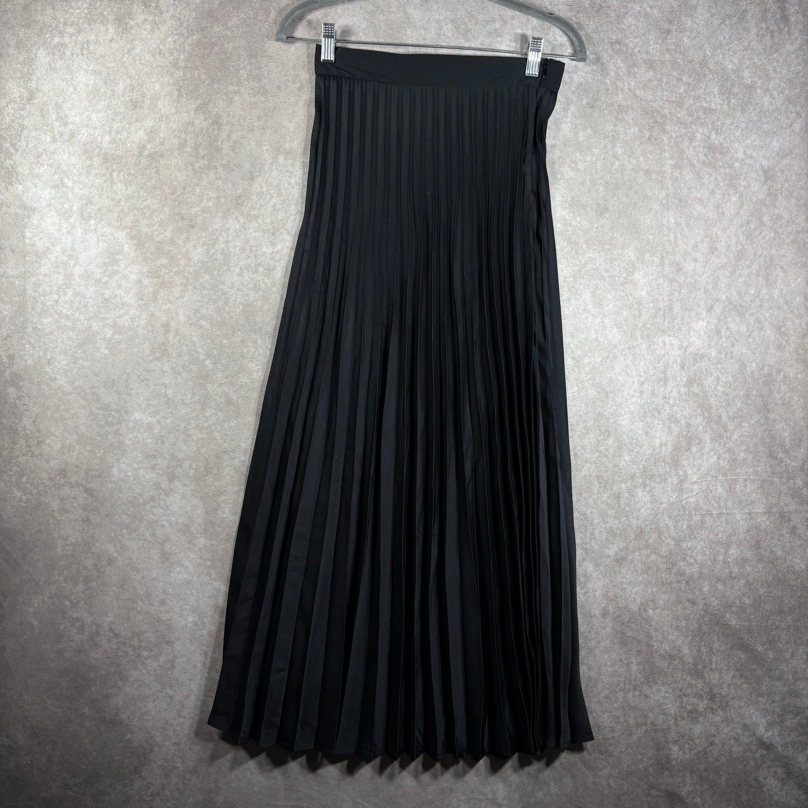 Zara Maxi Skirt Womens Small Black Pleated Long Unlined Lightweight Minimalist-image