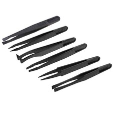 6pcs/set Anti-static Plastic Tweezers Curved Straight Forceps Repair Hand Tools