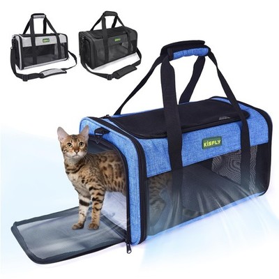 TSA Approved Pet Carrier in Cabin, 17''x11''x9.5'' Soft Cat Carriers for Small C...