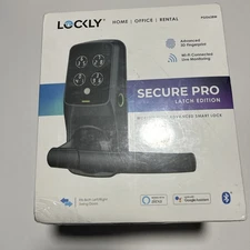 Lockly Smart WiFi Lever Latch w/ 3D Fingerprint, Keypad Mobile App Matte Black