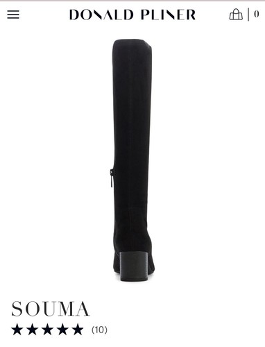 Donald Pliner Souma Black Suede Stretch Knee High Boots Pointed Toe Zip 39/9