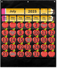 128 Pcs Classroom Calendar Pocket Chart Set Calendar Bulletin Board with Pock...