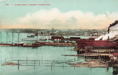 EVERETT WA WASHINGTON WATERFRONT c1910 VINTAGE POSTCARD 102125 U