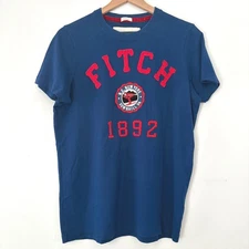 Y2K Abercrombie & Fitch Men Muscle T Shirt Embroidered NY Skier Blue Red Medium