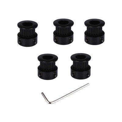 5pcs Gt2 Black Aluminum 20 Teeth Timing Belt Idler Pulley Synchronous Wheel Bore