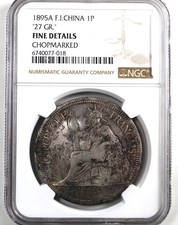 1895-A (CHINA) 1 PIASTRE (FRENCH-INDOCHINA) SILVER w/ CHOPMARKED --NGC--