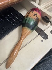 Original MEXICAN PAINTED WOODEN FIESTA MARACAS older one