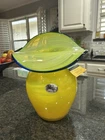 BLENKO Glass Jack in the Pulpit Opaline Yellow w/ Cobalt Blue  trim. 2022