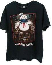 Ghostbusters Stay Puft T-Shirt Mens Large Black Graphic Movie Fan Gildan Tee