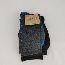 K.BELL Women's Socks 3 Pairs Size 9-11 Soft and Dreamy Polka Dot Stripes Solid