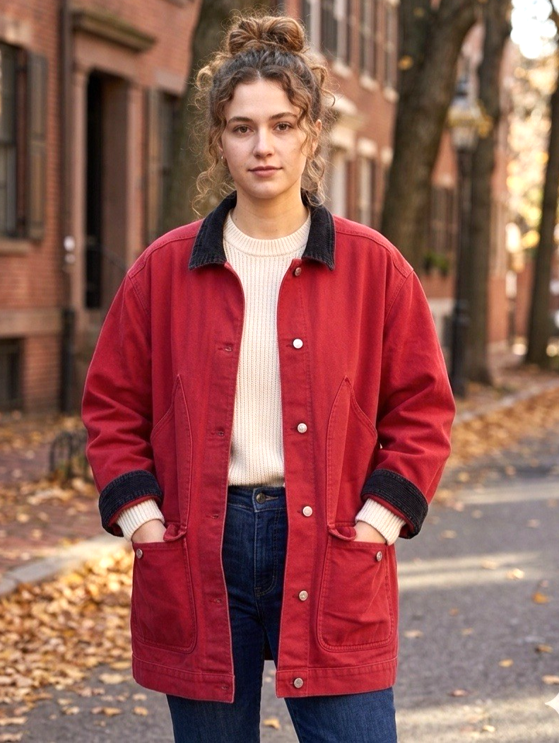 Vintage Chore Jacket Womens XL Oversized Red 90s Barn Coat