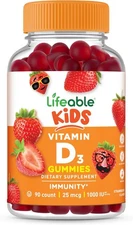 Gomitas de Vitamina D3 1000UI para Huesos Fuertes e Inmunidad - Niños 90u