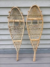 GREAT Old Wooden Vintage Snowshoes Handmade 41" x 12"