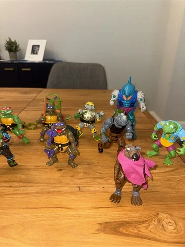 Vintage 1988 TMNT Playmates Figure Lot of 14 - Original Turtles & Villains