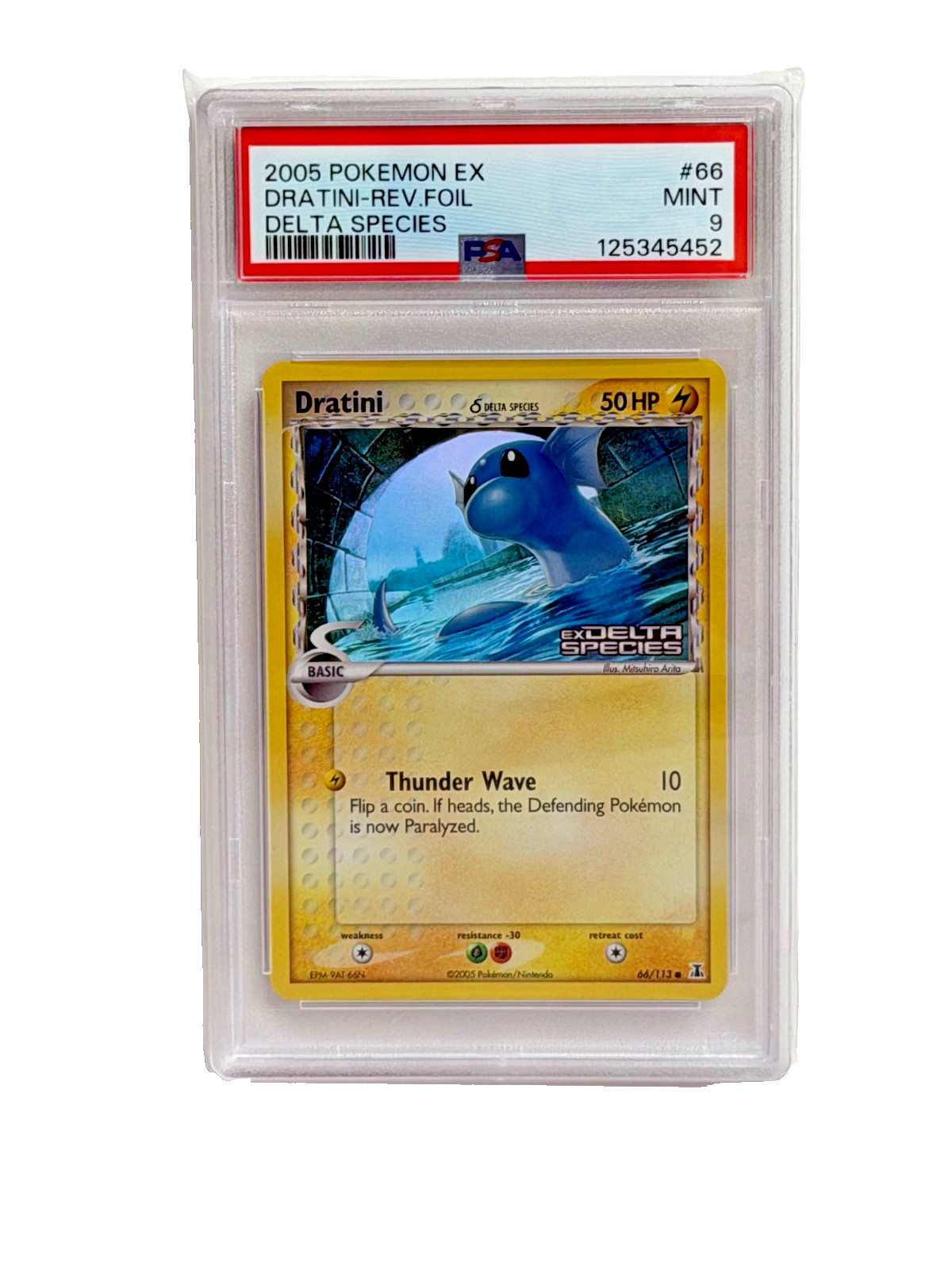 2005 POKEMON EX #66 DRATINI-REV. FOIL DELTA SPECIES PSA 9