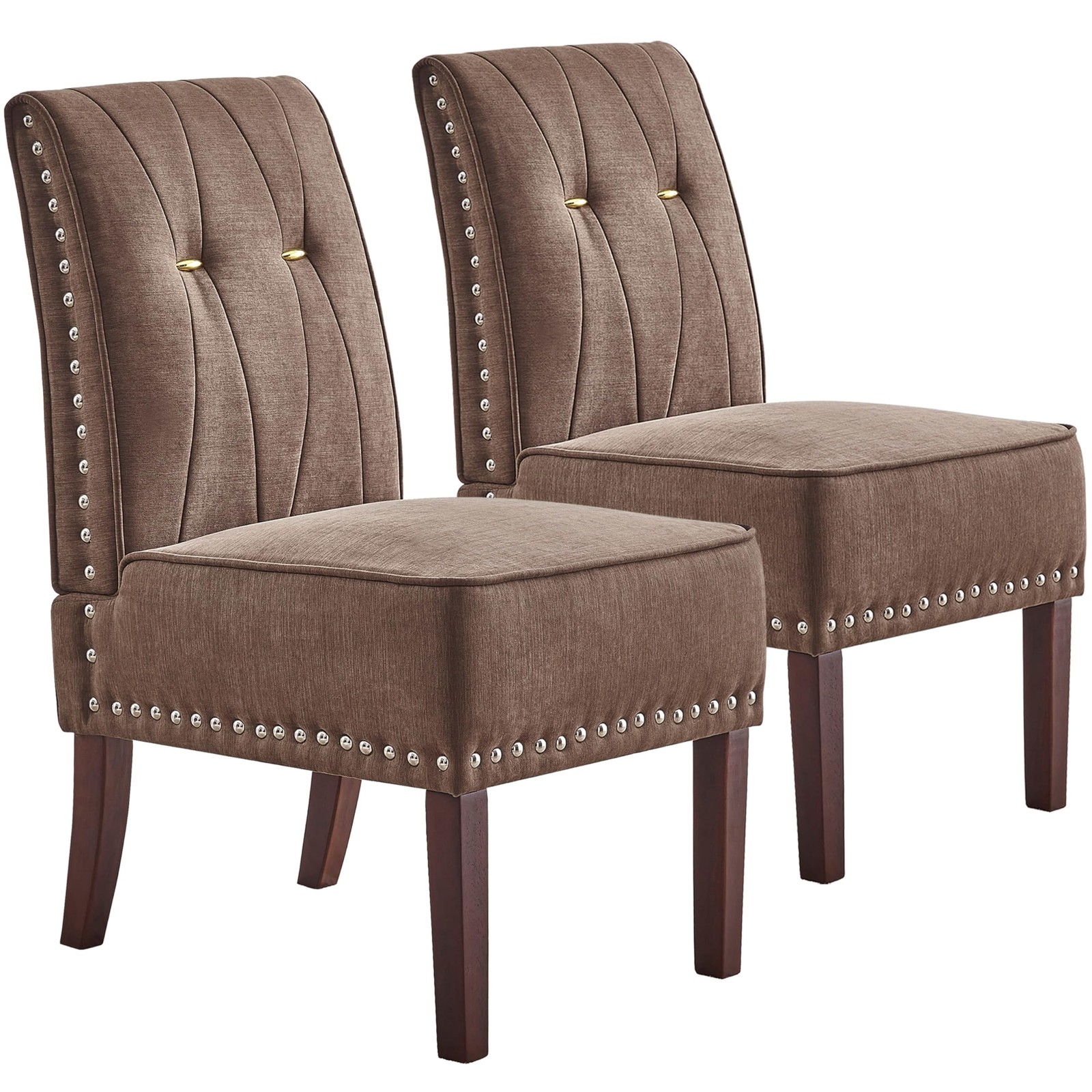 S Set Of 2: Upholstered Slipper Armless Chairs With Nails...