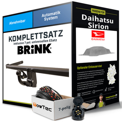 Anhängerkupplung BRINK abnehmbar für DAIHATSU Sirion +E-Satz NEU