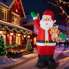 ​ Giant 8.5FT Inflatable Santa with LED Lights & Bear, Outdoor Christmas Yard De