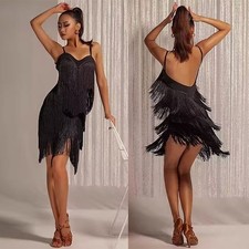Latin Rumba Salsa Fringes Dance Dress Performance Backless Rhythm Cha Cha Dress