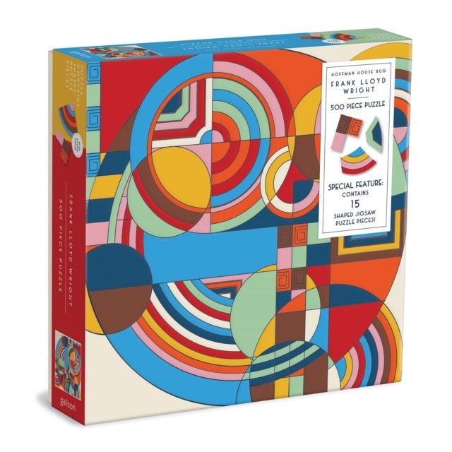 Frank Lloyd Wright Hoffman House Rug 500 Piece Puzzle with Shape, by Galison