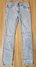 Boys Abercrombie Fitch Skinny Leg Jeans Light Blue Distressed Sz 13/14 Long