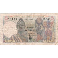 [#377374] French West Africa, 5 Francs, 1949-12-30, VF