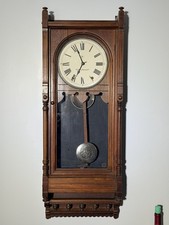Seth Thomas Walnut Queen Anne Wall Clock. 8 Day, Cathedral Bell. c1880s