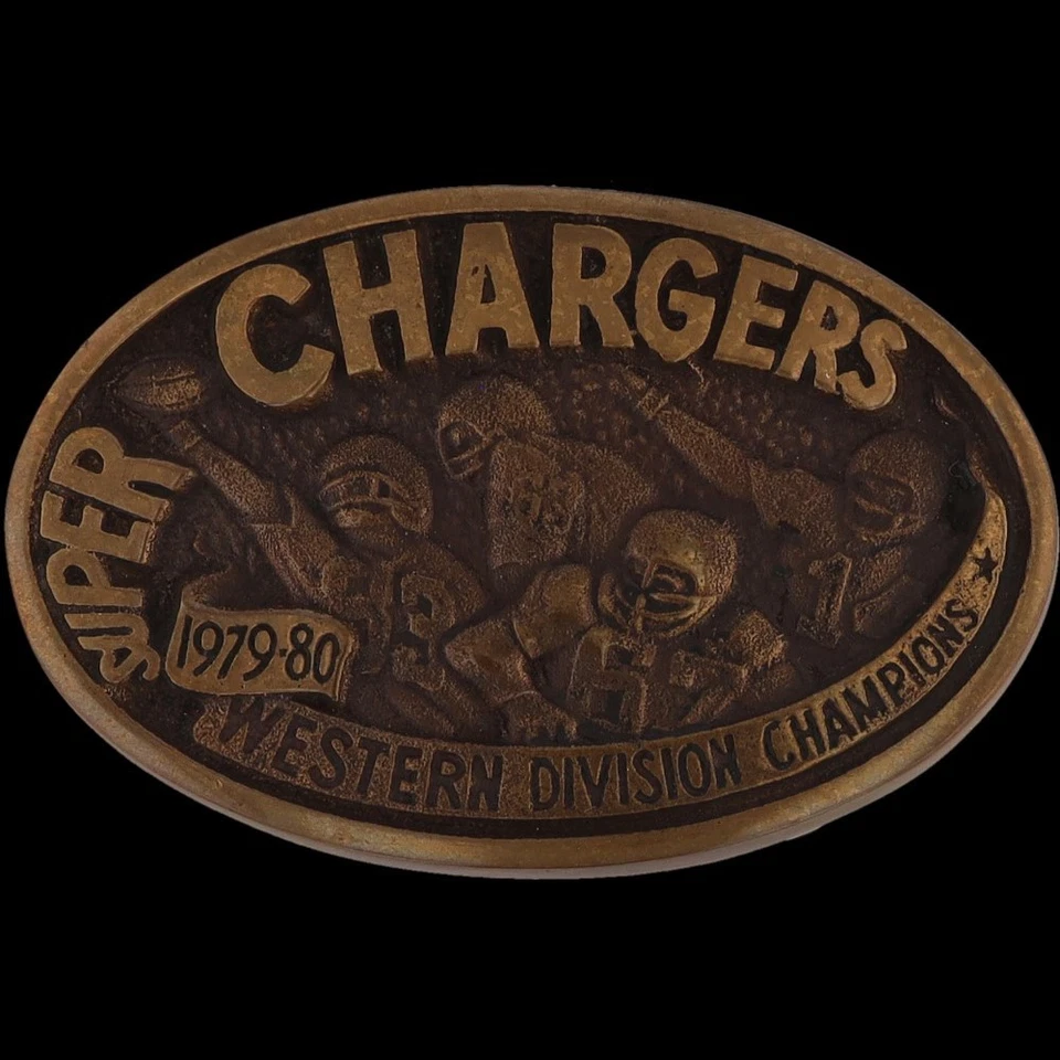Bronze San Diego Chargers Afc Championship Football Nfl 70s Vintage Belt Buckle - Image 3 of 4