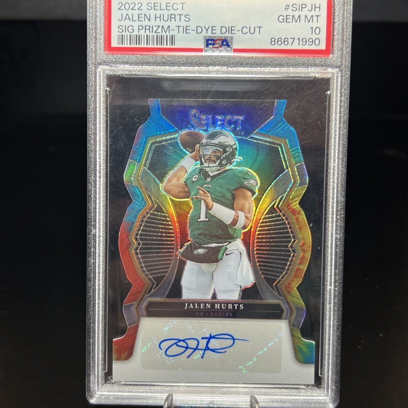2022 Panini Select Jalen Hurts Tie-Dye Die-Cut Prizm Auto /25 SSP PSA 10 GEM