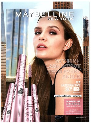 2021 Maybelline New York Print Ad, Josephine Skriver Sky High Lash Sensational