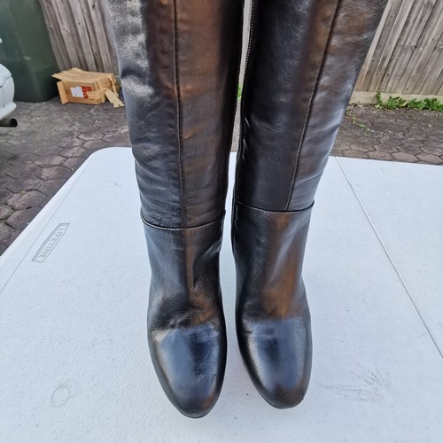 CODICI E SEGNI Sz 35 Or 4 Black Leather Over Knee Zip Boots - Picture 6 of 17