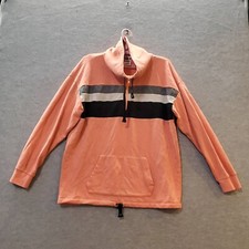 PINK Victoria's Secret Women Sweatshirt Medium Pink 1/4 Zip Logo Fleece Pullover