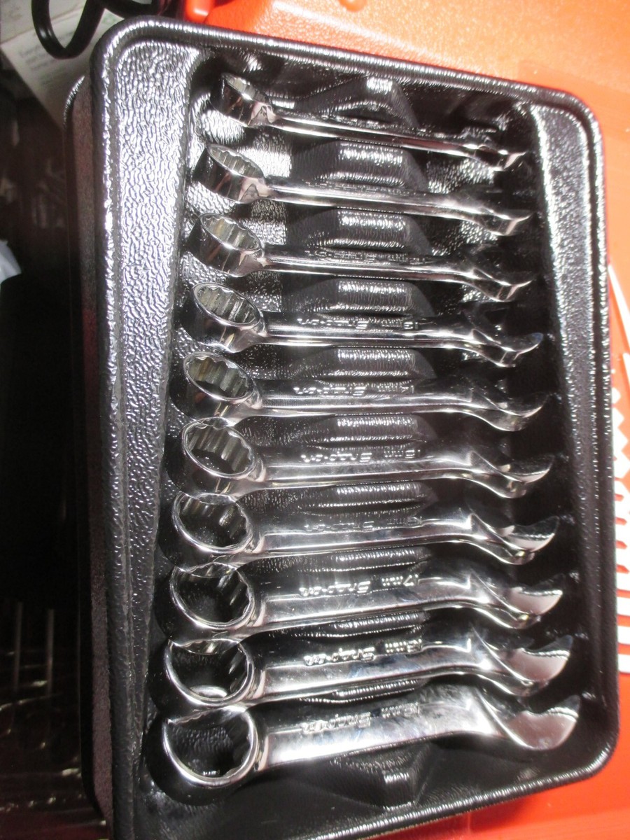 Snap-on Tools 10pc Metric Chrome Midget Length Combo Wrench Set