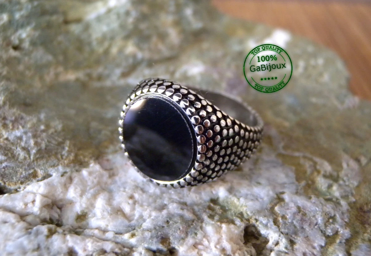 Anello Stainless Steel Maschile Borchie Nero Puntinato Medievale