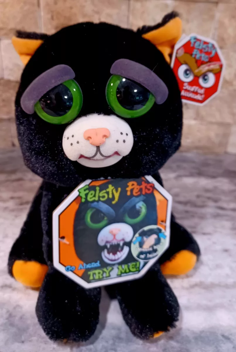 Feisty Pets Plush Black Cat Katy Cobweb Stuffed Animal Halloween New With Tags