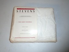 Winter White Twin Flat Sheet Ensemble Set Vintage Stevens USA Made - New Sealed