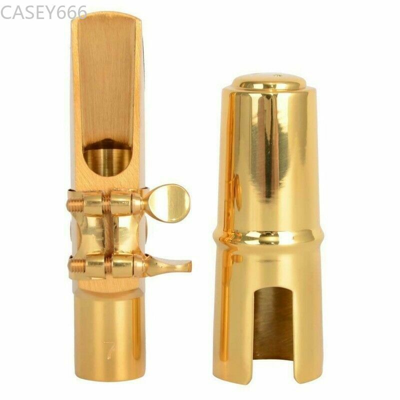 New #5-9 Gold Tenor Saxophone Sax Metal Mouthpiece w/ Cap Ligature Good Sound US