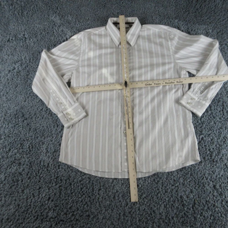 Zagiri Shirt Mens Extra Large White Gray Striped Textured Long Sleeve Button Up - Image 3 of 4
