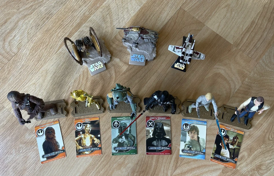 Star Wars 2012 [Lote de 9] cartas de juego galáctico y figuras de acción con soportes de pantalla Foto 4 de 4