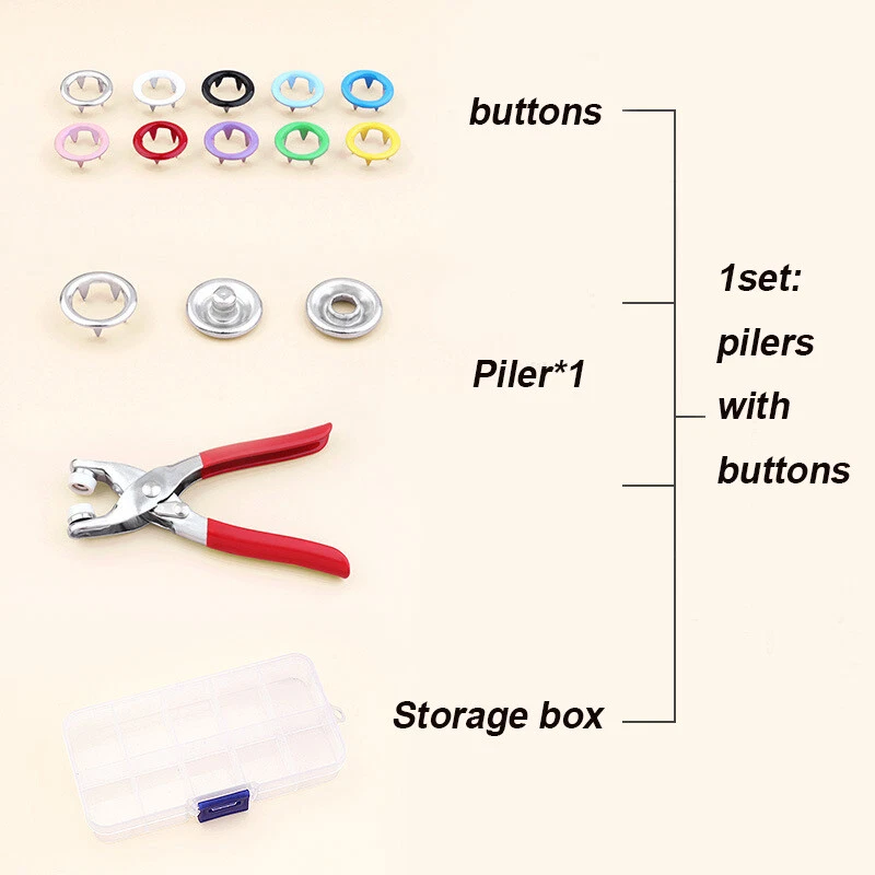 USA STOCK Metal Press Studs Snap Button Fastener + Plier Tool Kit Clothing DIY - Image 3 of 4