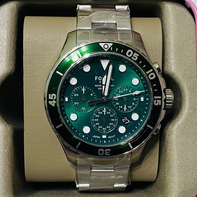 Fossil FS5726 Green Chronograph Stainless Steel Men's Watch 796483506770 |  eBay