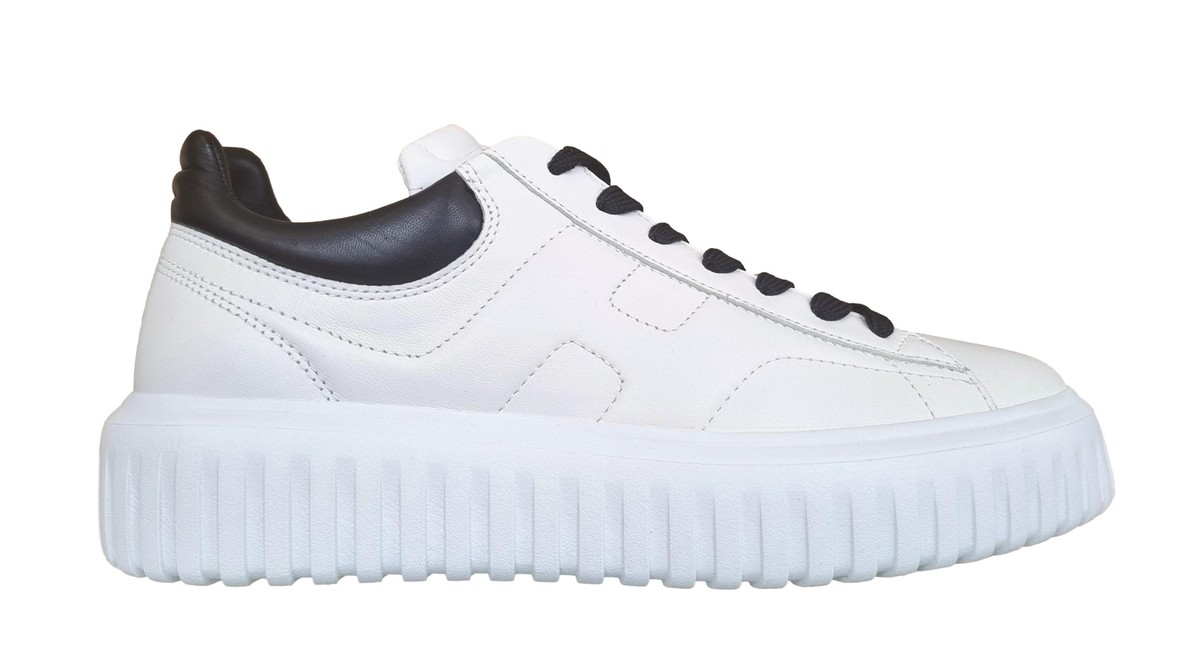 スニーカー HOGAN Men Sneakers HXM6450FC60LE90001 B001 BIANCO B999 NERO Hogan men's shoes sneaker H-stripes in leather