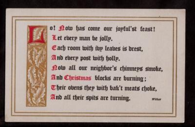 c.1910 joyful feast poem by wither christmas postcard
