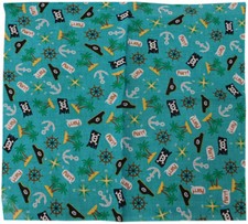 Nautical Pirate Hat Flag Compose Rosa Blue 22"x22" 100 Cotton Bandanna