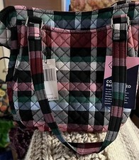 Vera Bradley Nwt Ribbons Plaid 4 Pc Set Glenna Satchel Wallet Lanyard Bag