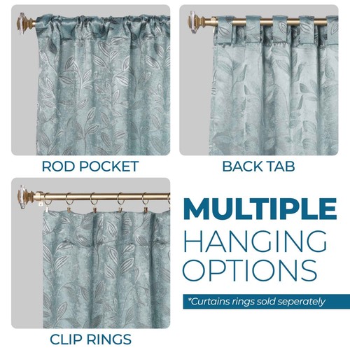 Leaves Washable Room Darkening 52" Back Tabs Blackout Curtains, Set of 2 - Picture 66 of 156