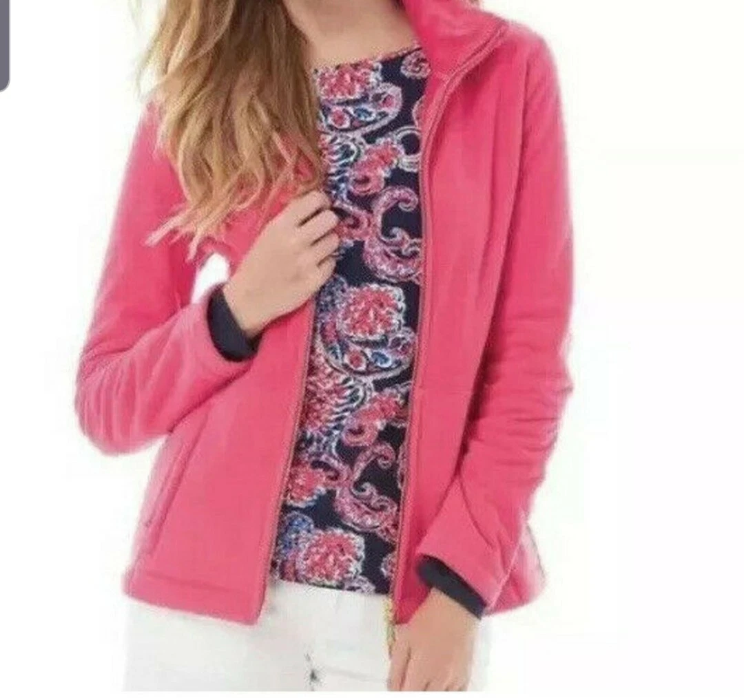 Lilly Pulitzer pink fleece jacket sz small | eBay