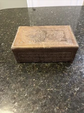 Artmex Vintage Brown Leather Aztec Jewelry Box with snap 8" long x 5" wide x 3"